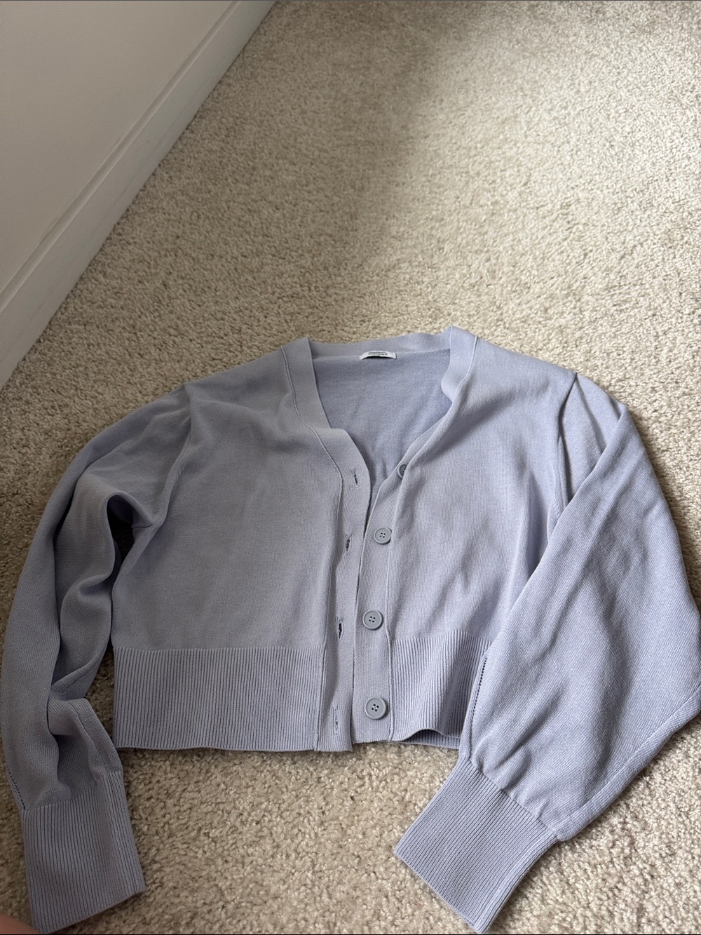 Musinsa Standard Light Lavender V-Neck Button Cropped Sweater Cardigan